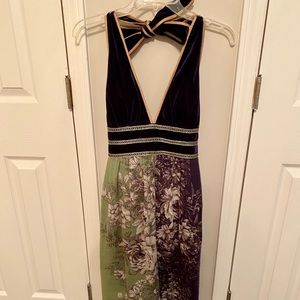 Purple & Green Halter Cocktail Dress